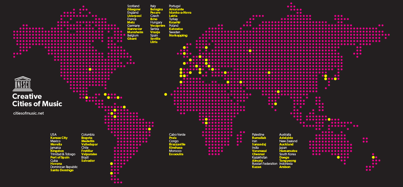 UNESCO Creative Cities of Music Map